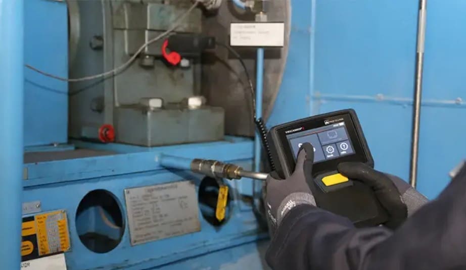 The VibScanner 2 EX is a handheld vibration measurement tool certified as explosion proof.